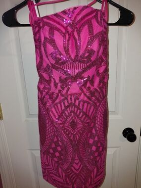 Hot Pink Sequin Bodycon Dress